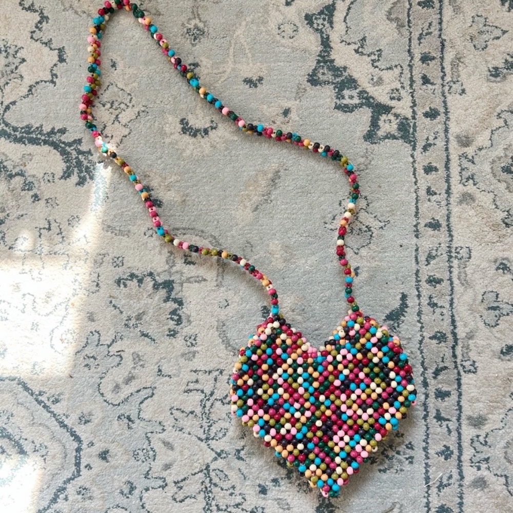 Urban Outfitters Beaded Heart Purse
